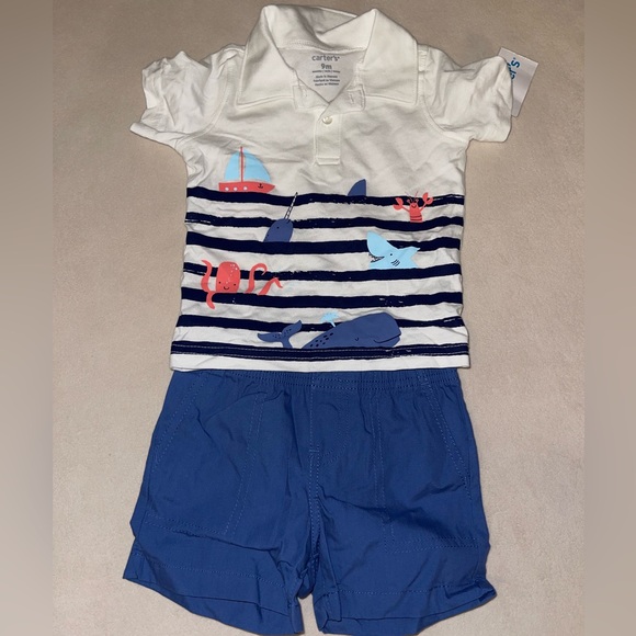 Carter's Other - Carter's‎ White and Blue Nautical Kids Matching Set